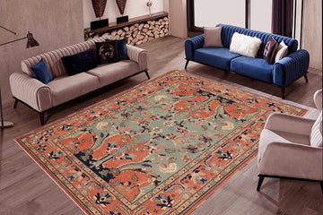 handmade Traditional Kafkaz Chobi Ziegler Peach Peach Hand Knotted RECTANGLE 100% WOOL area rug 9 x 12